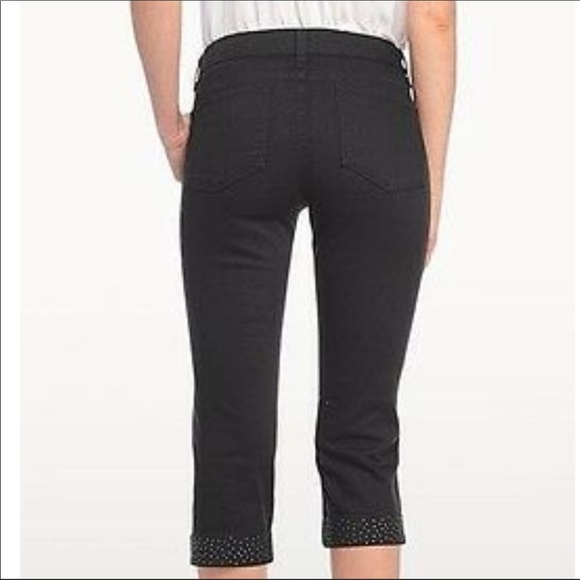 NYDJ rhinestone cuffed crop black pant in size 6 - Picture 15 of 15